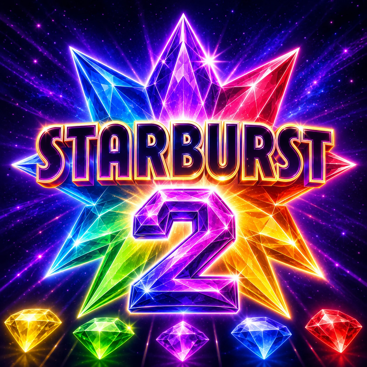 Starburst 2 logo surrounded by colourful game gems